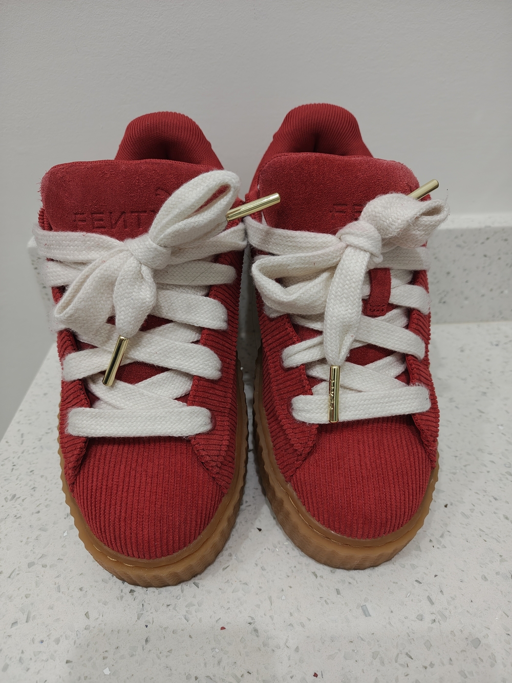 Puma X Fenty Size 4 Womens Red The Creeper Phatty Corduroy Sneakers - Picture 2 of 10